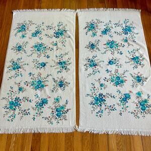 Vintage Cannon Monticello Floral Towel Set of 2 with Fringe